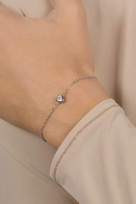 Brilio Silver Minimalistinė sidabrinė apyrankė Mėlyna Heart BRC30WB