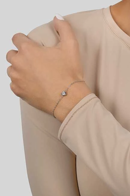 Brilio Silver Minimalistinė sidabrinė apyrankė Mėlyna Heart BRC30WB