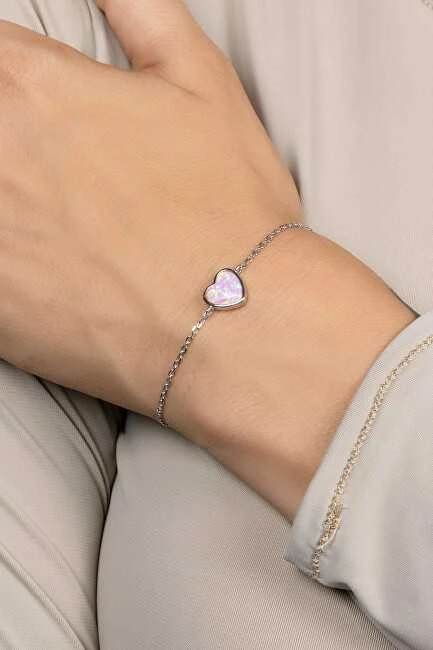 Brilio Silver Minimalistinė sidabrinė apyrankė Heart BRC123WP
