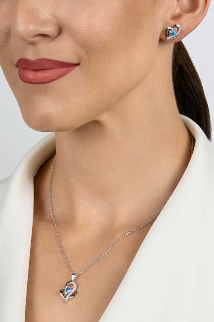 Brilio Silver Sidabrinis jewelry set with zircons Double heart SET294WAQ (chain, pendant, earrings)