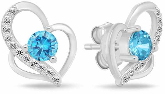 Brilio Silver Sidabrinis jewelry set with zircons Double heart SET294WAQ (chain, pendant, earrings)