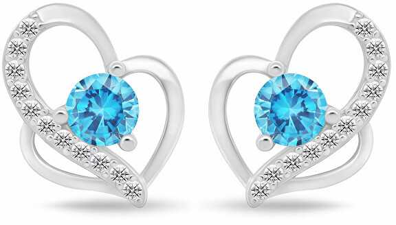 Brilio Silver Sidabrinis jewelry set with zircons Double heart SET294WAQ (chain, pendant, earrings)