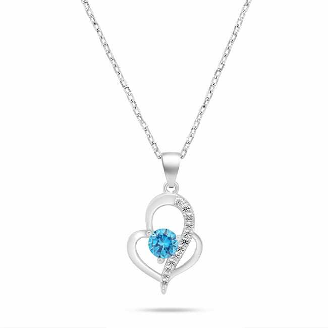 Brilio Silver Sidabrinis jewelry set with zircons Double heart SET294WAQ (chain, pendant, earrings)