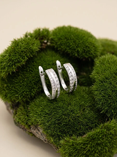 Brilio Silver Matching sidabrinis earrings with zircons EA473W