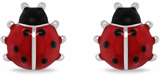Brilio Silver Žaismingi sidabriniai auskarai Ladybugs EA1048W