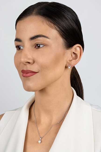 Brilio Silver Sidabrinis jewelry set with pearls and zircons SET290W (pendant, earrings)