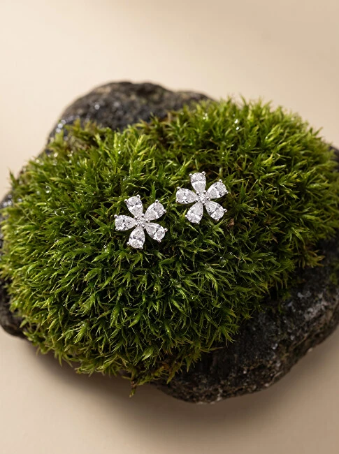 Brilio Silver Sidabriniai putojantys auskarai Gėlės EA1034W