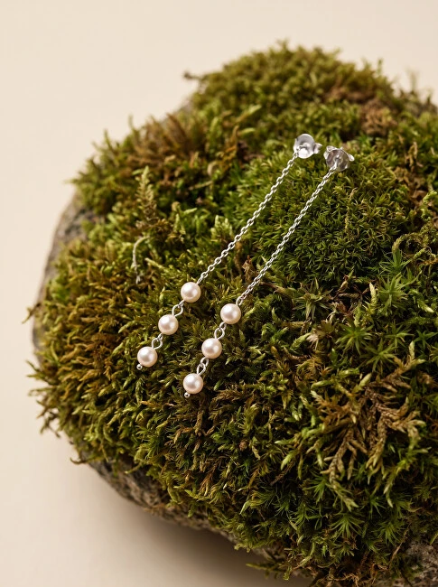 Brilio Silver Sidabrinis chain earrings with real pearls EA1286W