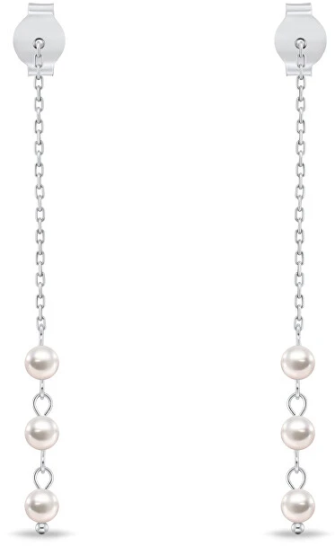 Brilio Silver Sidabrinis chain earrings with real pearls EA1286W
