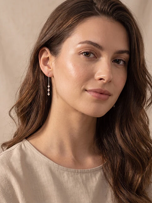 Brilio Silver Sidabrinis chain earrings with real pearls EA1286W