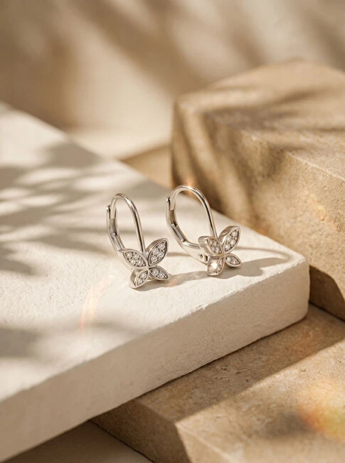 Brilio Silver Sidabriniai kabantys auskarai su cirkoniais Butterfly EA1272W
