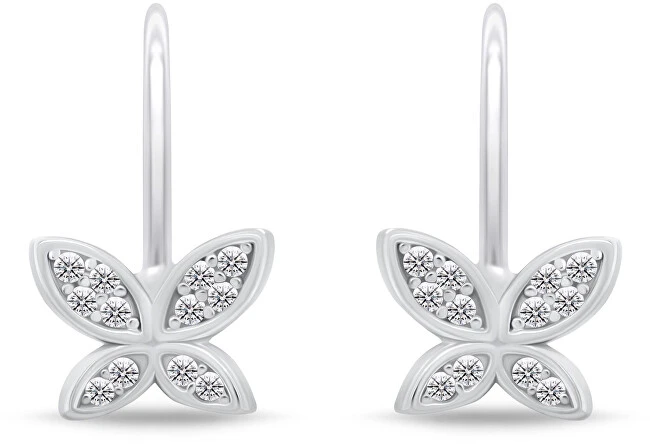 Brilio Silver Sidabriniai kabantys auskarai su cirkoniais Butterfly EA1272W