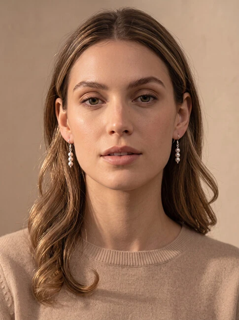 Brilio Silver Sidabrinis dangle earrings with real pearls EA1287W