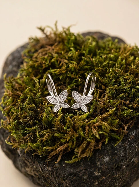 Brilio Silver Sidabriniai kabantys auskarai su cirkoniais Butterfly EA1272W