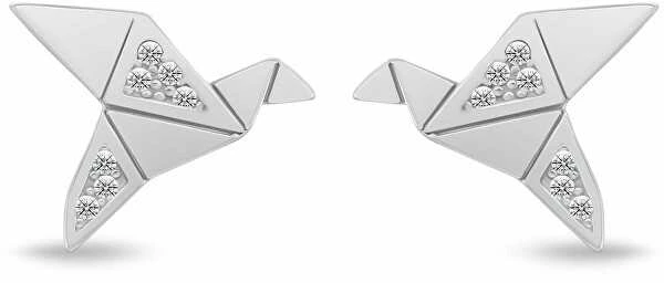 Brilio Silver Sidabriniai auskarai Origami paukštis su cirkoniais EA1183W