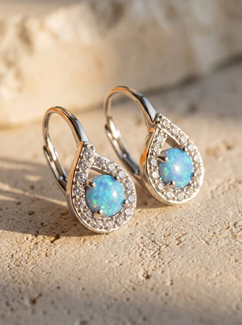 Brilio Silver Brilio Sidabrinis Sidabrinis earrings with mėlynas opals EA753WLB