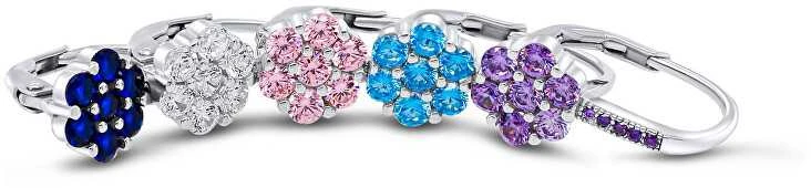 Brilio Silver Brilio Sidabrinis Sidabrinis flower earrings with dark mėlynas zircons EA15WB