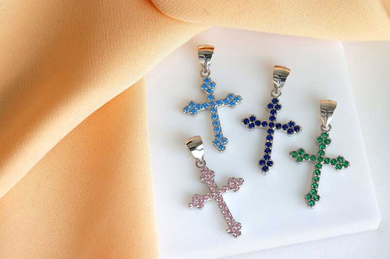 Brilio Silver Brilio Sidabrinis Sidabrinis pendant with žalias zircons Cross PT84WG