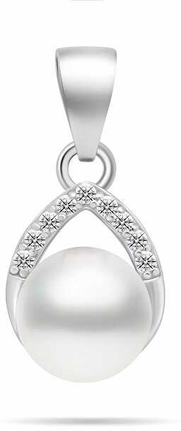 Brilio Silver Sidabrinis jewelry set with pearls and zircons SET290W (pendant, earrings)