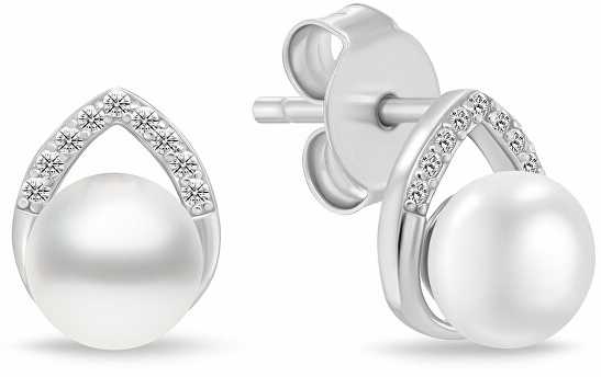 Brilio Silver Sidabrinis jewelry set with pearls and zircons SET290W (pendant, earrings)