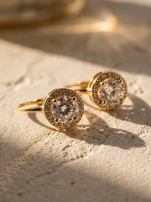 Brilio Silver Brilio Sidabrinis Glittering auksinis-plated earrings with zircons EA913Y
