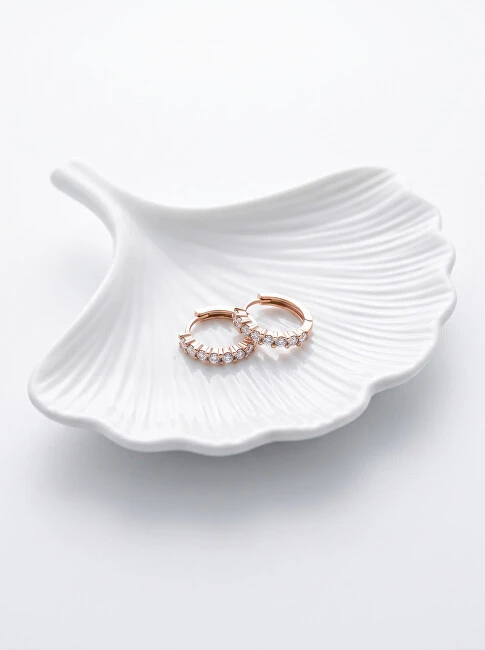 Brilio Silver Brilio Sidabrinis Glittering bronze hoop earrings with zircons EA665R