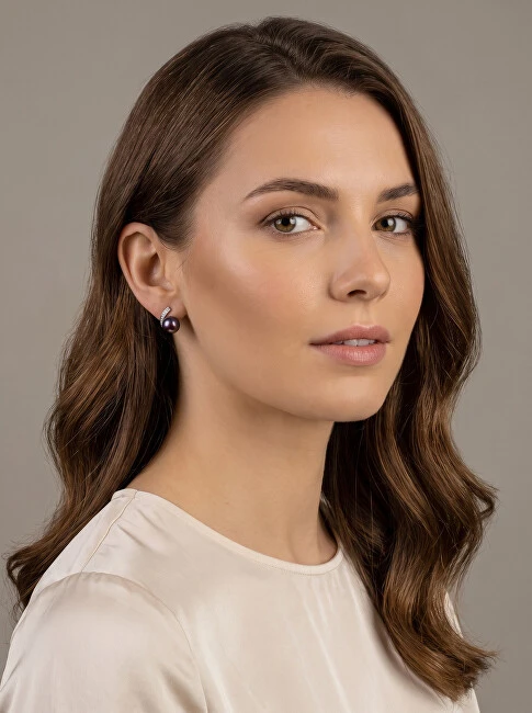 Brilio Silver Brilio Sidabrinis stilingi sidabrinis auskarai su perlu ir cirkoniais EA787WBC