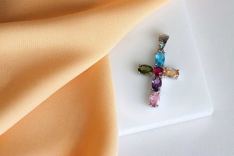 Brilio Silver Brilio Sidabrinis Stylish sidabrinis pendant with zircons Cross PT118WRBW