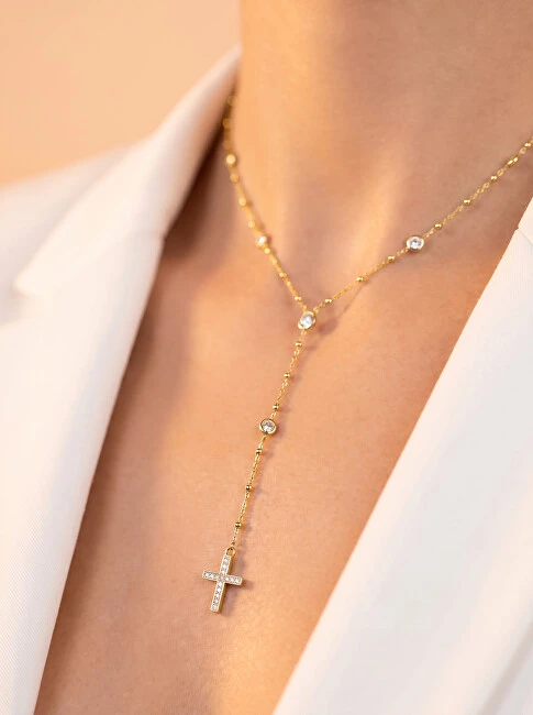 Brilio Silver Brilio Sidabrinis Timeless auksinis-plated Rosary pakabukas NCL113Y