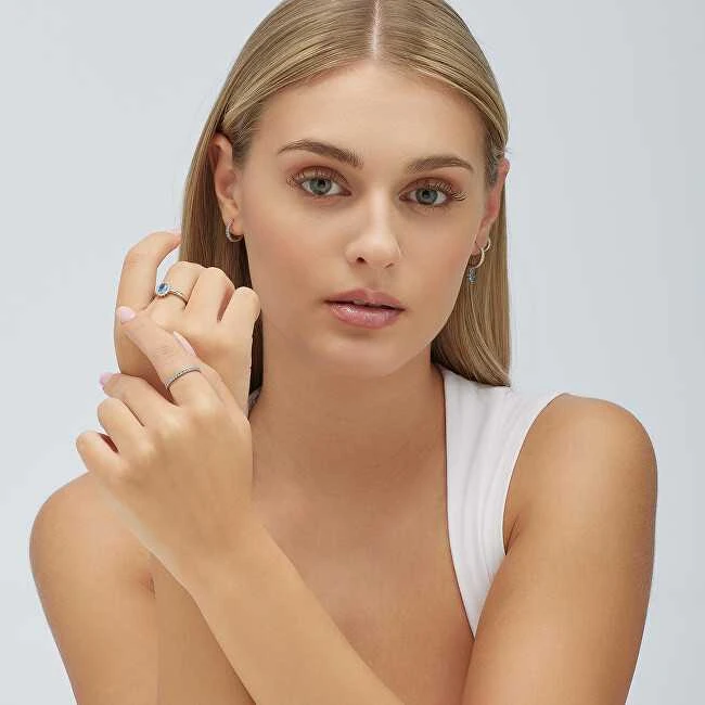Brosway Fancy Freedom Mėlyna FFB80 sidabrinis hoop single earring