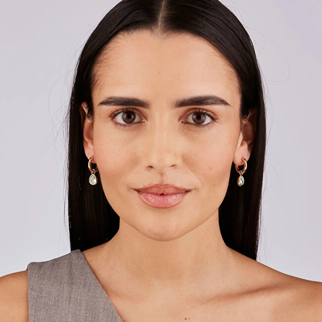 Brosway Gold-plated 2-in-1 earrings with žalias crystal Symphonia BYM217
