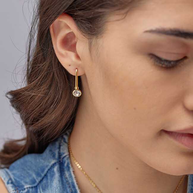 Brosway Oval auksinis plated earrings 2in1 with Symphonia crystal BYM194