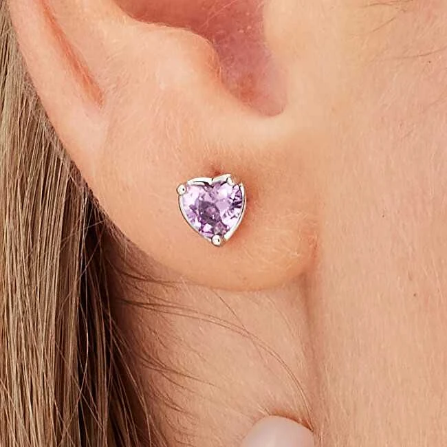 Brosway Sidabriniai vienetiniai auskarai Heart Fancy Magic Violetinė FMP92