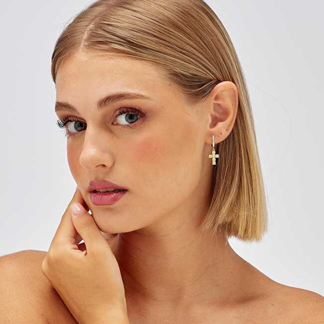 Brosway Sidabrinis single earrings Křížek Fancy Energy Geltona FEY09