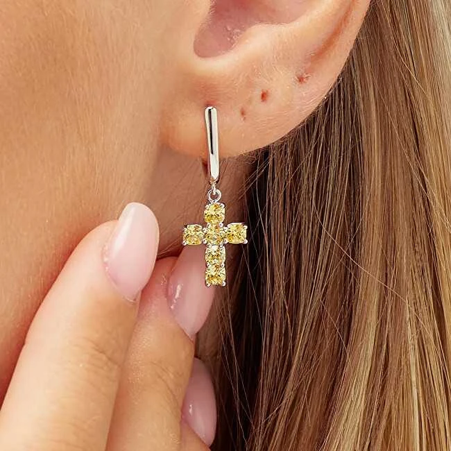 Brosway Sidabrinis single earrings Křížek Fancy Energy Geltona FEY09
