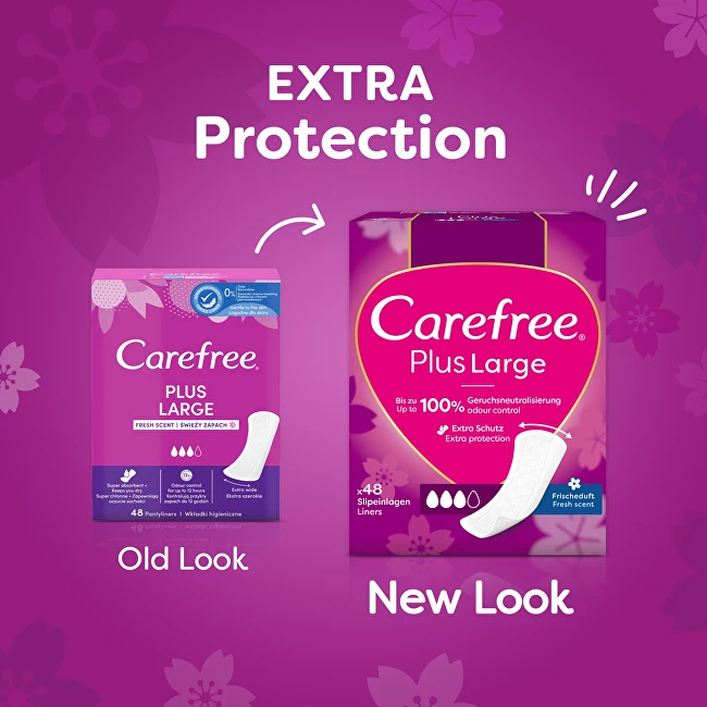 Carefree Plus Large higieniniai įklotai šviežio kvapo 48 vnt.