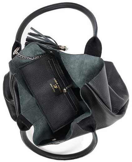 Carla Ferreri Women's leather Hobo handbag CF1619 Nero