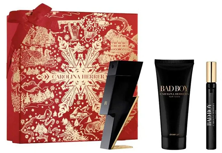 Versace Carolina Herrera Bad Boy rinkinys tualetinio vandens purškiklis 50 ml + tualetinis vandens purškiklis 10 ml + dušo želė 100 ml