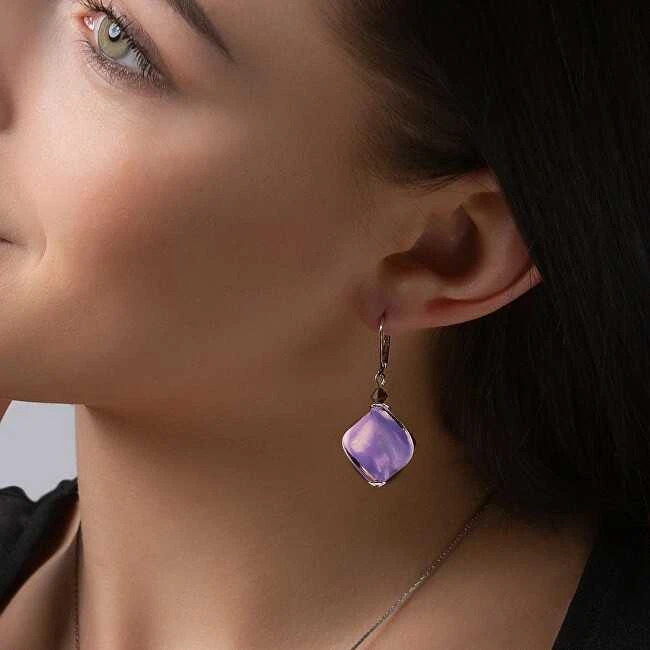 Žavingi „Hidden Passion“ auskarai su violetiniu „Lampglas“ perlu ECH3/CHI