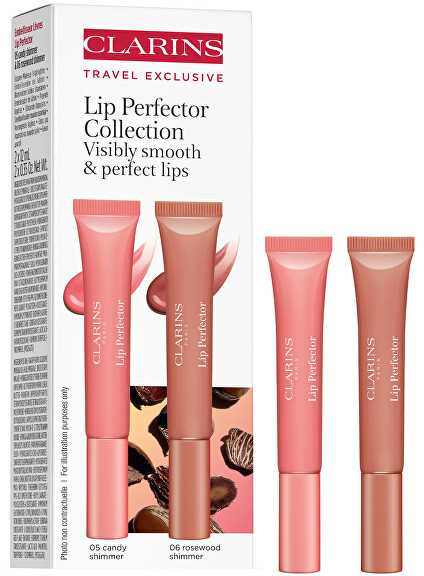 Rinkinys „Clarins Lip Perfector Duo“ – 05 „Candy Simmer“ 12 ml + 06 „Rosewood Simmer“ 12 ml
