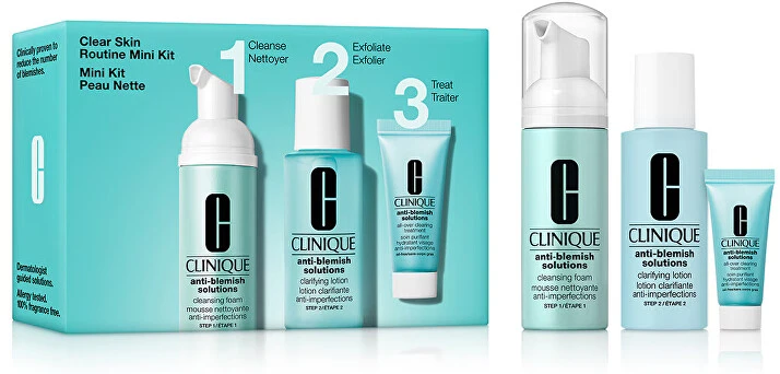 „Clinique Anti-Blemish Solutions“ 3 žingsnių odos priežiūros sistema, 3 dalių dėklas
