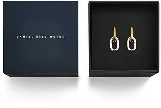 Daniel Wellington Kabantys dvispalviai auskarai 2in1 kontrastingos grandinėlės DW00401979