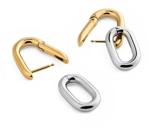 Daniel Wellington Kabantys dvispalviai auskarai 2in1 kontrastingos grandinėlės DW00401979