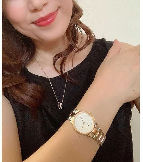 Daniel Wellington Stilingas bronzinis karoliai su apvaliu pakabuku Emalie DW00400305