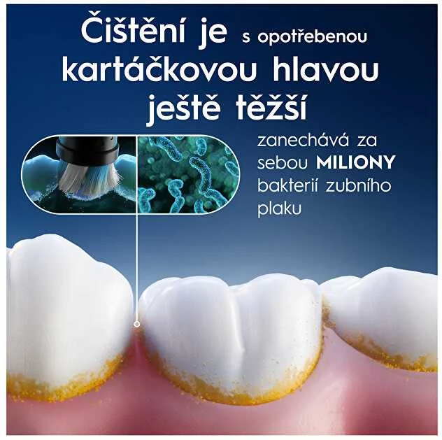 Oral-B iO galvutės keitimo svarba infografikas