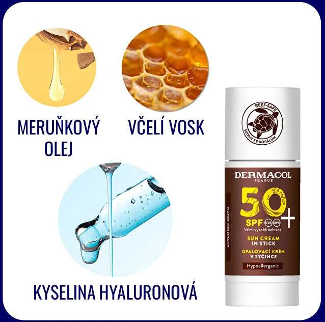 Dermacol Sun Kreminis In Stick veido priežiūros priemonė nuo saulės
