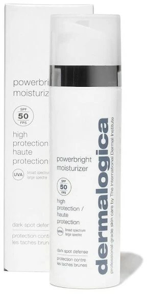 Dermalogica „PowerBright“ be parabenų, plataus spektro apsauginis kremas nuo saulės nuo UV spindulių SPF 50, 50 ml