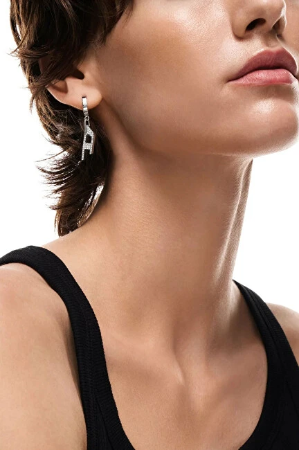 Diesel Single steel earring with crystals D Logo DX1706040