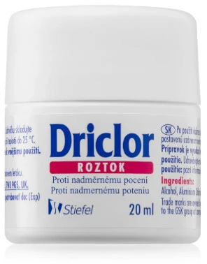 Driclor 20 ml antiperspirantas nuo prakaitavimo