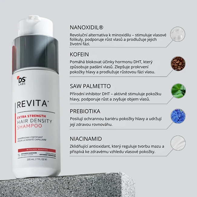 DS Laboratories DS Revita Extra Strength šampūnas nuo plaukų slinkimo ir stimuliuojantis 205ml